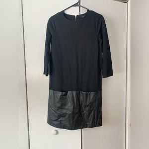 Lumiere long sleeve faux leather dress with pockets